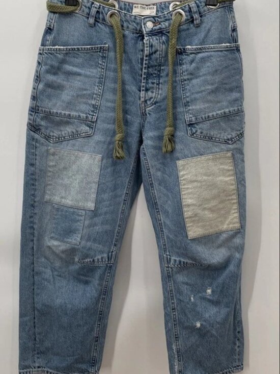 Free People We The Free Moxie Low Slung Pull-On Barrel Jeans Sz 27 - Picture 4 of 8